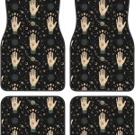 Set of 4 All Weather Heavy Duty Floor Mats for Cars, Universal Fit Non-Slip Protection for Sedan, SUV and Truck, Circle of Zodiac Signs with Hand with Signs Cars Mat Set - Virgo Car Floor Mat for men