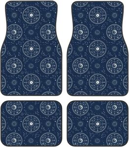 Set of 4 Automotive Car Floor Mats, Heavy Duty Universal Fit for SUV, Sedan and Truck, Astrology Circle Astrological Board Cars Mat Set All Weather Non-Slip Liners - Virgo Car Floor Mat for men