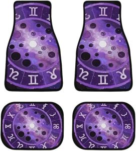 4 Piece Full Set Zodiac Colorful Constellation Galaxy Art Car Floor Mats Full Set Universal Fit Trucks Cars, All-Weather Car Mats Auto Interior Decorative - Virgo Car Floor Mat for men