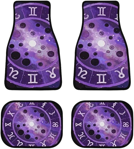 4 Piece Full Set Zodiac Colorful Constellation Galaxy Art Car Floor Mats Full Set Universal Fit Trucks Cars, All-Weather Car Mats Auto Interior Decorative - Virgo Car Floor Mat for men