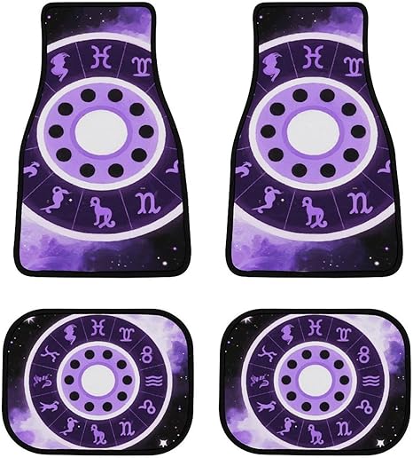 Zodiac Colorful Constellation Galaxy Art Car Floor Mats Universal Fit Trucks Cars Automotive Set of 4 Anti-Slip Backing Front & Rear Mats Carpets, Car Accessories - Virgo Car Floor Mat for men