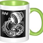 Zodiac Sign Aquarius Classic Ceramic Coffee Mug with Handle, Gifts for Men, Women - Perfect for Home, Office, Gift - Durable, BPA-Free, White (11 oz) - Aquarius Mug for men