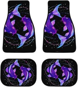 4 Piece Full Set All-Weather Car Floor Mats Car Decoration Universal Fit Trucks Cars - Neon Fish Zodiac Pisces Art Carpet Floor Mat for Women Men - Virgo Car Floor Mat for men