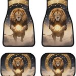 4 Pieces Heavy Duty Car Floor Mats Full Set Car Interior Protector Universal Fit Most Cars Trucks - Sacred Lions Stars Astrology Art Front and Rear Carpets for Women Men - Virgo Car Floor Mat for men