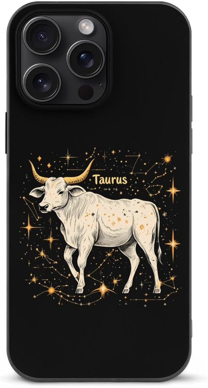 Zodiac Sign Taurus Cute Phone Case Compatible with iPhone 15/15 Plus /15 Pro/15 Pro Max Slim TPU Shockproof Cover - Taurus Phone Case for men