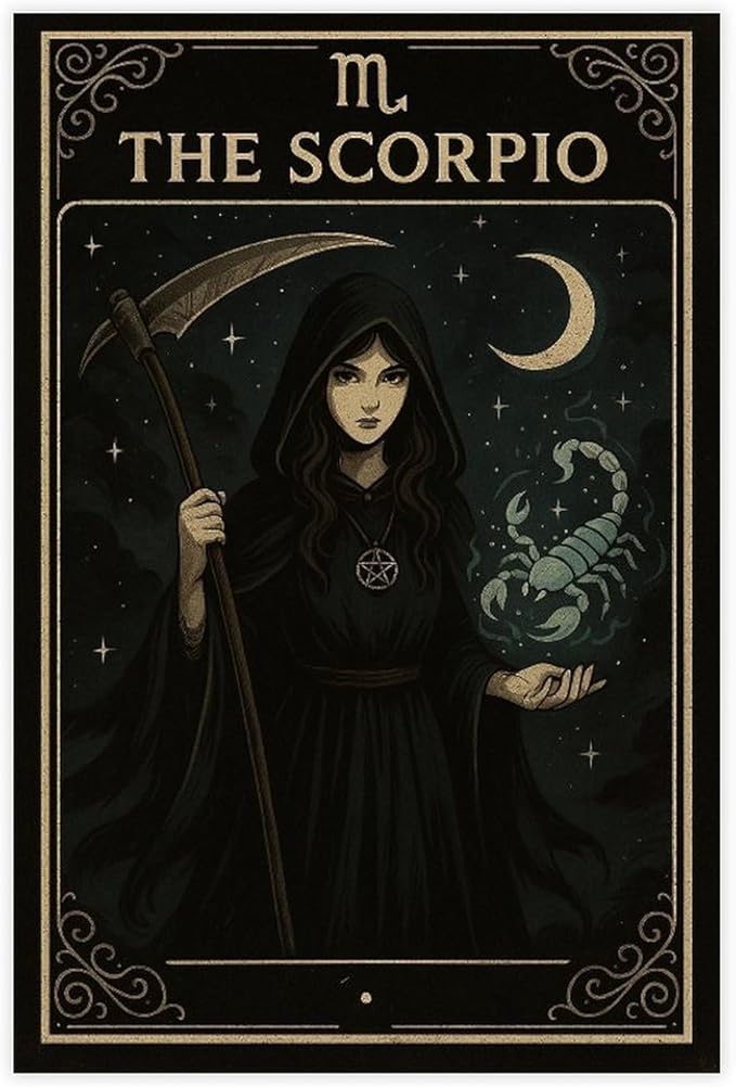 GHEGO Scorpio Tarot Art Print - Mystical Zodiac Wall Decor for Astrology And Magic Lovers Canvas Modern Poster Wall Art Prints Paintings Living Room Bedroom Decor 12x18inch(30x45cm) - Scorpio Canvas for men