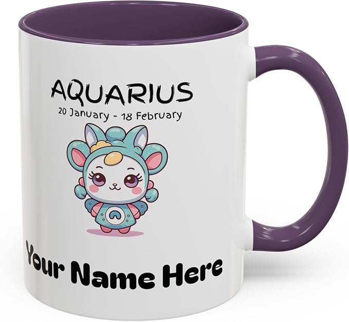 Personalized Name Birth Date Mug, Aquarius Zodiac Sign Mug, Celestial Horoscope Gift, Astrology Constellation Cup - Aquarius Mug for men