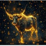 Taurus Metal tin sign，The shining bull in the universe，Classic Zodiac-themed Home Wall Art，Easy-to-hang tinplate，Practical aluminum plaque 12x16 inches，Gift to relatives and friends - Taurus Products for men