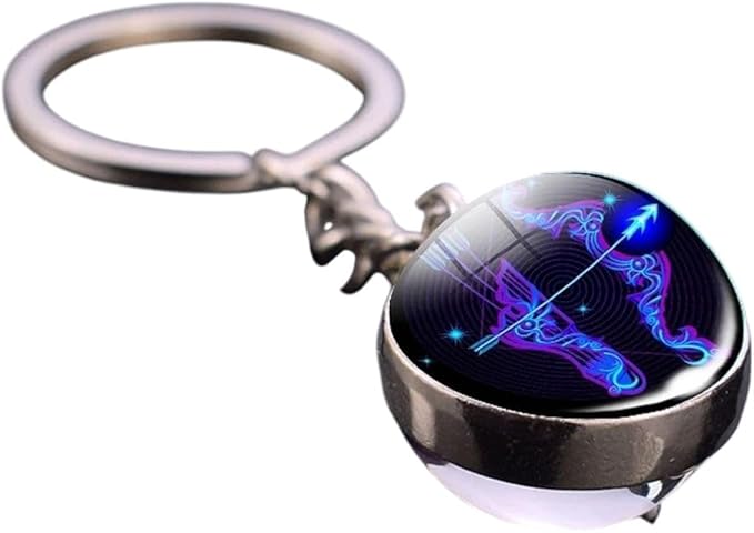 New 2026 12 Zodiac Sign Luminous Keychain Keyring Aries Taurus Gemini Cancer Leo Scorpio Constellation Key Chain Buckle Glowing Gifts Jewelry Fashion Accessories Creative Gift - Aries Keychain for men