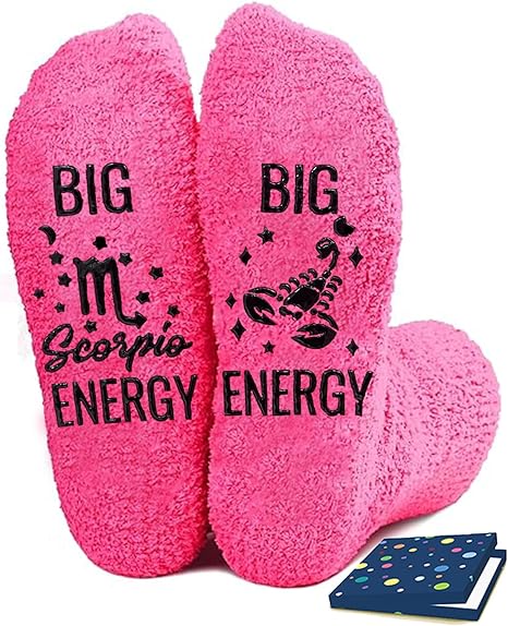 Zodiac Birthday Gifts - Astrology Constellation Horoscope Fuzzy Space Galaxy Socks for Women Teen Girls - Scorpio Products for men