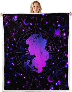 Feelyou Kids Virgo Fleece Throw Blanket Throw 50"x60" Constellations Sherpa Blanket Plush Fuzzy Boys Girls 12 Horoscope Astrology Bohemian Exotic Style for Bed Couch Chair Living Room - Virgo Blanket for men