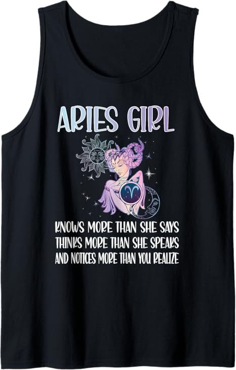 Aries Zodiac Sign Girl Aries Horoscope Astrology Tank Top - Aries T-Shirt for men
