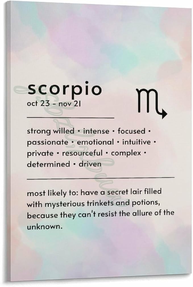 Scorpio Zodiac Constellations Posters Canvas Painting Wall Art Poster for Bedroom Living Room Decor 12x18inch(30x45cm) Frame-style - Scorpio Canvas for men