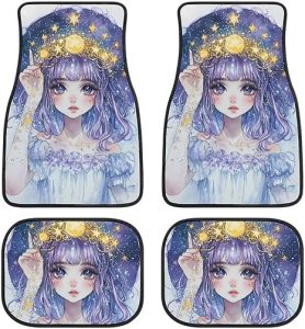 Zodiac Pin Up Girl Painting Car Floor Mats 4 Piece Set Non-Slip Waterproof Automotive Carpet - Virgo Car Floor Mat for men