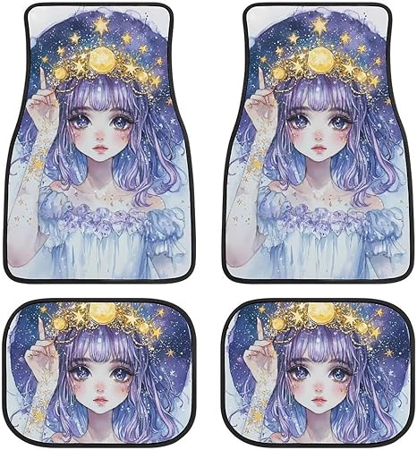Zodiac Pin Up Girl Painting Car Floor Mats 4 Piece Set Non-Slip Waterproof Automotive Carpet - Virgo Car Floor Mat for men