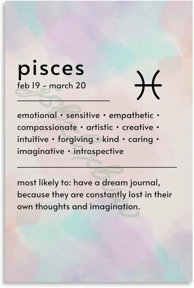 Pisces Zodiac Constellations Posters Canvas Painting Wall Art Poster for Bedroom Living Room Decor 08x12inch(20x30cm) Unframe-style - Pisces Canvas for men