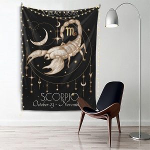 Wansin Scorpio Tapestry Wall Hanging Zodiac Decor Art, Constellation Black Background Wall Tapestries for Bedroom Living Room Dorm 40L x60W - Scorpio Canvas for men
