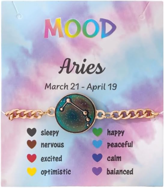 Zodiac Signs Spirit Bracelet Zodiac Bracelet for Women Adjustable 12 Constellation Bracelet Cuban Link Chain Bracelets Birthday Jewelry Gift for Women - Aries Bracelet for men