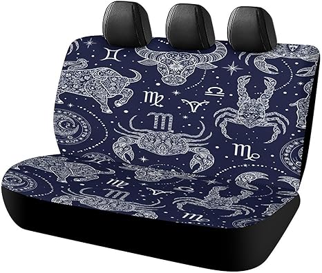 Astrological Symbols Dark Car Back Seat Cover Durable Soft Cow Lobster Car Bench Split Seat Covers Rear Car Accessories Decoration for Women Men Universal Fit Most Trucks Van - Aquarius Car Seat Cover for men