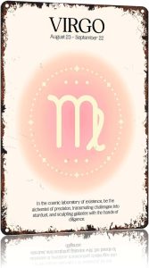 Vintage Virgo Zodiac Astral Manifestation Metal Sign Funny Elegant Astrology Poster Home Aluminum 8x12inch-For Bathroom Living Room Bedroom Wall Decor - Virgo Poster for men