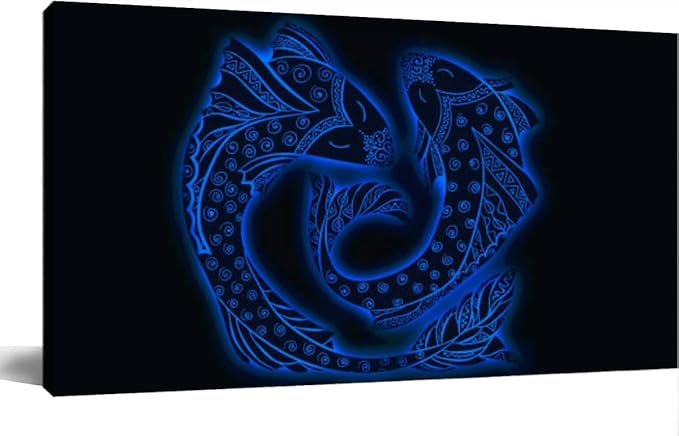 Wall Art Frame Gallery Wall Decor Pisces horoscope sign twelve zodiac signs Modern Canvas Prints Artwork for Living Room Bedroom Office Kitchen 48x24Inch - Pisces Canvas for men