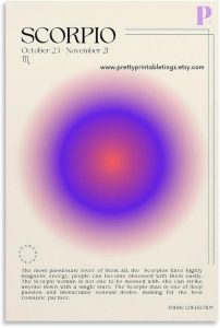 LRefiozas Single Hanging Picture Scorpio Zodiac Sign Canvas Posters - October November Birthday Astrology Wall Art Purple Gradient Modern Home Decor for Office Bedroom Living Unframe-style 12x18inch(3 - Scorpio Canvas for men