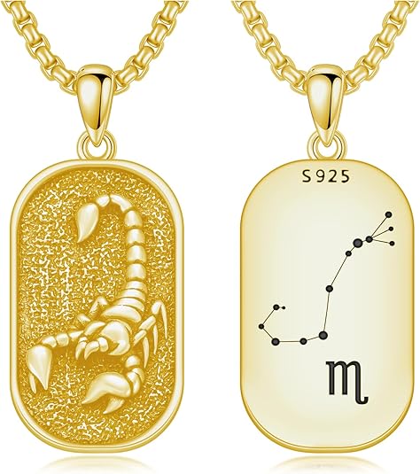 SIMONLY Zodiac Necklace 925 Sterling Silver Constellation Necklace Zodiac Sign Necklaces Horoscope Jewelry Christmas Birthday Astrology Gifts for Women Men Unisex - Scorpio Accessories for men