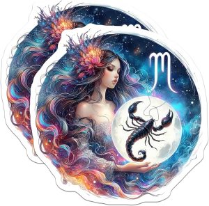 (2 Pack) Scorpio Zodiac Stickers - Astrology Sign - Horoscope Lover Decor - 5" On Longest Side - Sticks to Smooth Flat Surfaces - Made in USA - BMCS11056 - Scorpio Sticker for men