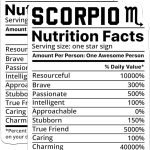 (2 Pack) Scorpio Stickers - Zodiac Sign Astrology - Nutrition Facts Funny Decals - 5" On Longest Side - Sticks to Smooth Flat Surfaces - Made in USA - BMCS11276 - Scorpio Sticker for men