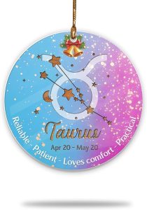 Taurus Zodiac Christmas Ornament 2025, Zodiac Sign Taurus Ornaments, Horoscope Ornaments for Xmas Tree, Constellation Decoration for Astrology Lovers, Reliable, Patient, Loves Comfort, Practical - Taurus for men