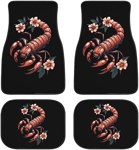 Tattoo Scorpion Car Floor Mats Universal Car Mat Set Non-Slip 4 Piece Carpet Foot Pads for Car Truck - Aries Car Floor Mat for men