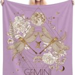 Gemini Blanket Zodiac Signs Gifts for Women, Moon Constellations Theme Purple Throw Blanket Soft Cozy Flannel 60"x50" - Gemini Blanket for men