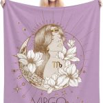 Virgo Blanket Zodiac Signs Gifts for Women, Moon Constellations Theme Purple Throw Blanket Soft Cozy Flannel 50"x40" - Virgo Blanket for men