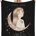 Virgo Blanket Zodiac Signs Gifts for Women, Moon Constellations Theme Black Throw Blanket Soft Cozy Flannel 60"x50" - Virgo Blanket for men