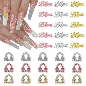 30 Pieces Gold Silver Pink Alloy Libra Zodiac Nail Charms 15pcs Symbols Sign Charms for Nails 15pcs Words Nail Charms for Women Birthday Nail Art（September 23rd October 23rd） - Pisces for men