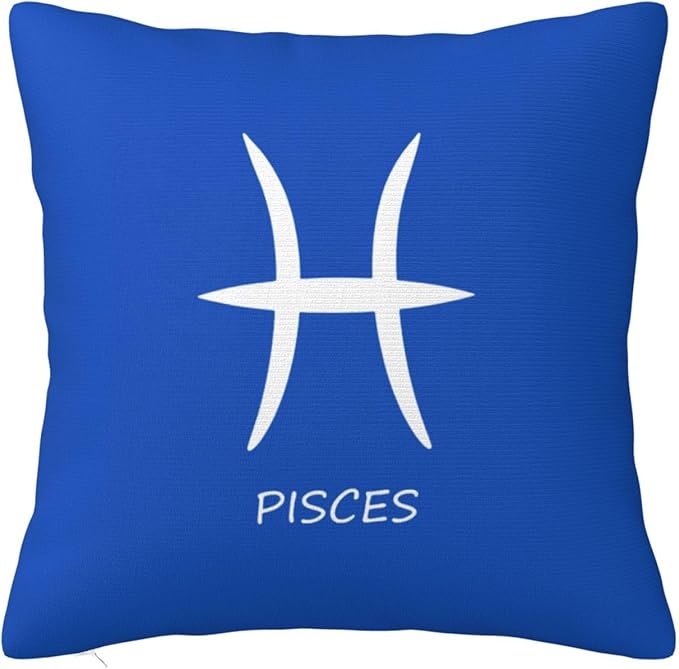 Pisces Sign Throw Pillow Covers 24x24 Inch - Soft Decorative Pillowcases for Couch, Bed & Sofa - Indoor Living Room Home Decor - Pisces Home Decor for men