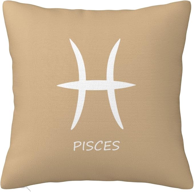 Pisces Sign Throw Pillow Covers 12x12 Inch - Soft Decorative Pillowcases for Couch, Bed & Sofa - Indoor Living Room Home Decor - Pisces Home Decor for men