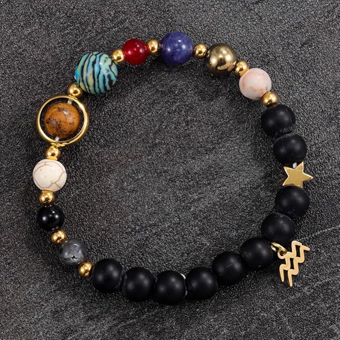 Twelve Zodiac Signs Bracelet Exquisite Solar System Universe Galaxy Bracelet Jewelry Accessories Gifts - Aries Bracelet for men