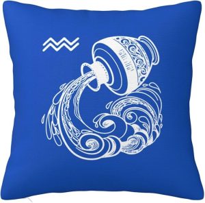 Zodiac Sign Aquarius Throw Pillow Covers 16x16 Inch - Soft Decorative Pillowcases for Couch, Bed & Sofa - Indoor Living Room Home Decor - Aquarius Pillow for men