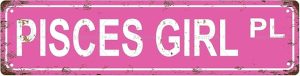Pisces Girl Zodiac Sign Star Sign Vintage Metal Tin Sign, Street Sign, Home Decor, Room Decor, Wall Decor, Bathroom Decor, Bar Decor, Cafe Decor, Garage Decor, 16 x 6 Inch - Pisces Canvas for men