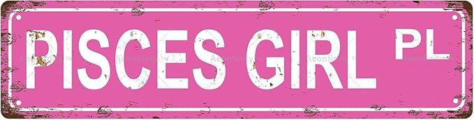 Pisces Girl Zodiac Sign Star Sign Vintage Metal Tin Sign, Street Sign, Home Decor, Room Decor, Wall Decor, Bathroom Decor, Bar Decor, Cafe Decor, Garage Decor, 16 x 6 Inch - Pisces Canvas for men