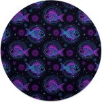 Round Blankets for Home Decor, Constellation Zodiac Sign Pisces Fish Comfy Foldable Throw Blanket, Cute Versatile Blankets for Tablecloths, Beach Towels - Pisces Home Decor for men