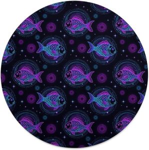 Round Blankets for Home Decor, Constellation Zodiac Sign Pisces Fish Comfy Foldable Throw Blanket, Cute Versatile Blankets for Tablecloths, Beach Towels - Pisces Home Decor for men