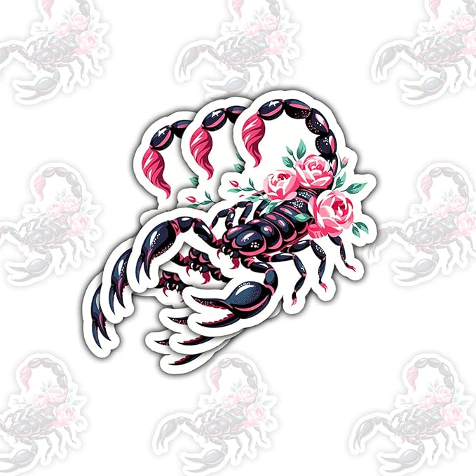 3 Pcs Scorpio Zodiac Sticker, Astrology Vinyl Decal with Floral Design for Laptops, Water Bottles, Journals, Horoscope Gift for Scorpio Lovers (Normal, 3 Inch FBA) - Scorpio Sticker for men