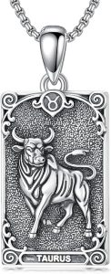 PELOVNY 12 Zodiac Sign Necklaces 925 Sterling Silver Constellation Tarot Card Pendant Necklace Astrology Horoscope Jewelry Birthday Gifts for Women Men - Taurus Products for men