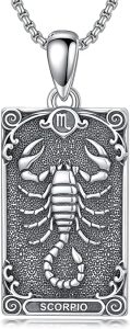 PELOVNY 12 Zodiac Sign Necklaces 925 Sterling Silver Constellation Tarot Card Pendant Necklace Astrology Horoscope Jewelry Birthday Gifts for Women Men - Scorpio Products for men
