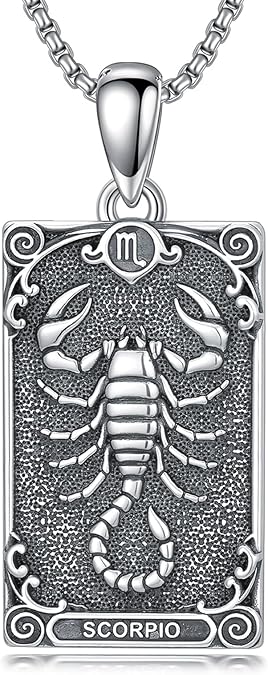PELOVNY 12 Zodiac Sign Necklaces 925 Sterling Silver Constellation Tarot Card Pendant Necklace Astrology Horoscope Jewelry Birthday Gifts for Women Men - Scorpio Products for men