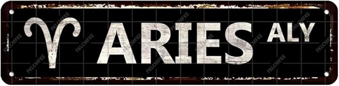 Aries Star Sign Vintage Zodiac Metal Tin Street Signs Home/Room/Bathroom/Bar/Cafe/Garage Wall Decor, 16 X 4 Inch - Aries Poster for men