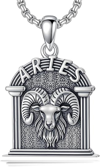 Zodiac Necklace 925 Sterling Silver Constellation Celestial Pendant Zodiac Sign Jewelry Gift for Women Men - Aries Necklace for men