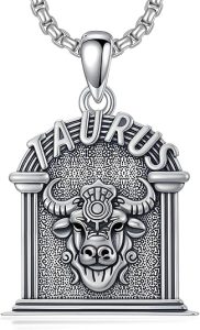 Zodiac Necklace 925 Sterling Silver Constellation Celestial Pendant Zodiac Sign Jewelry Gift for Women Men - Taurus Products for men